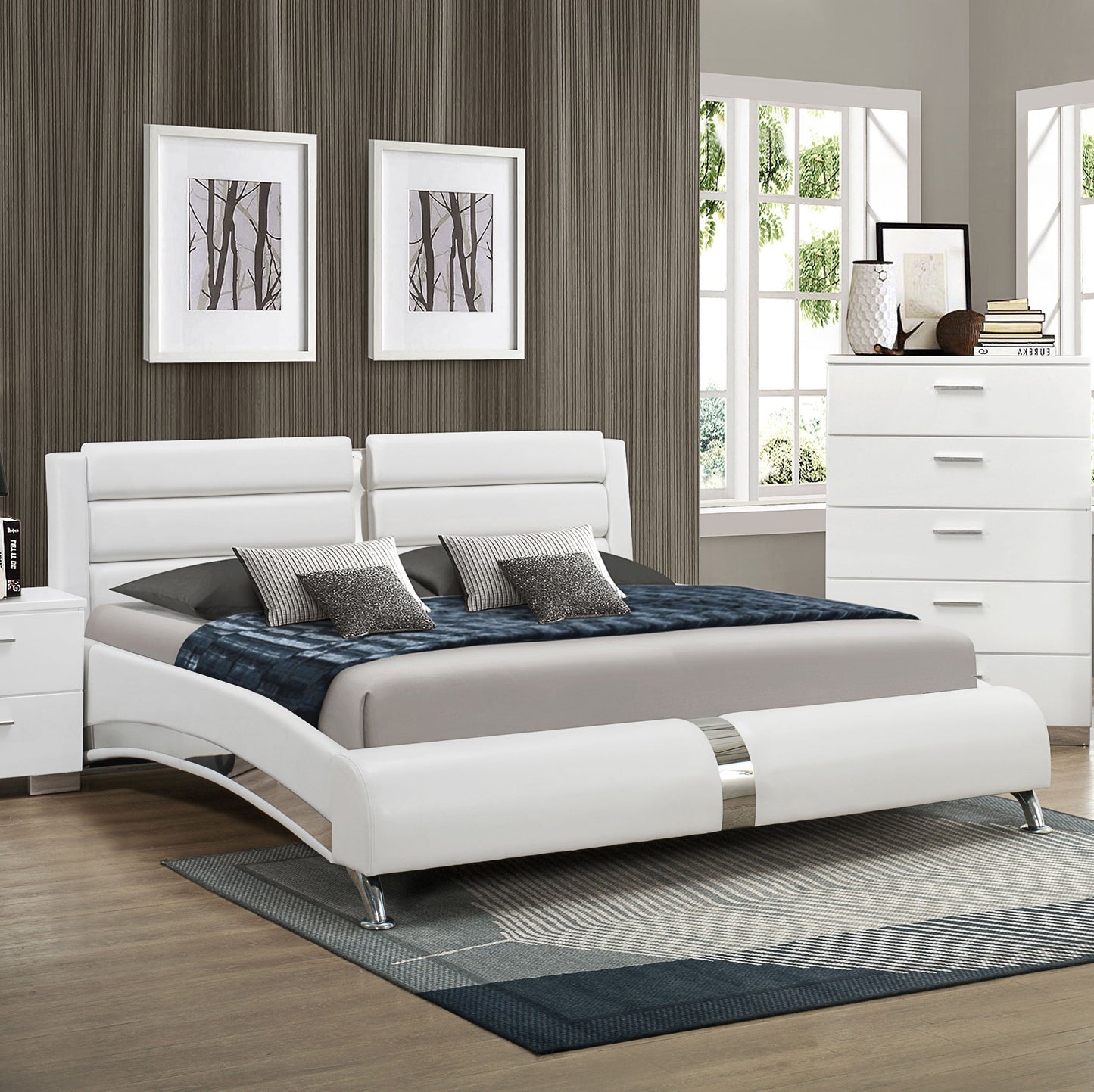 Jeremaine  Upholstered Bed White