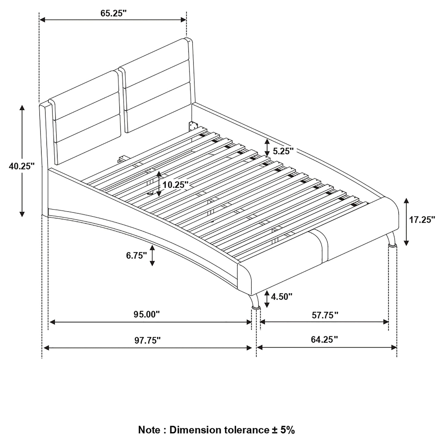 Jeremaine  Upholstered Bed Black