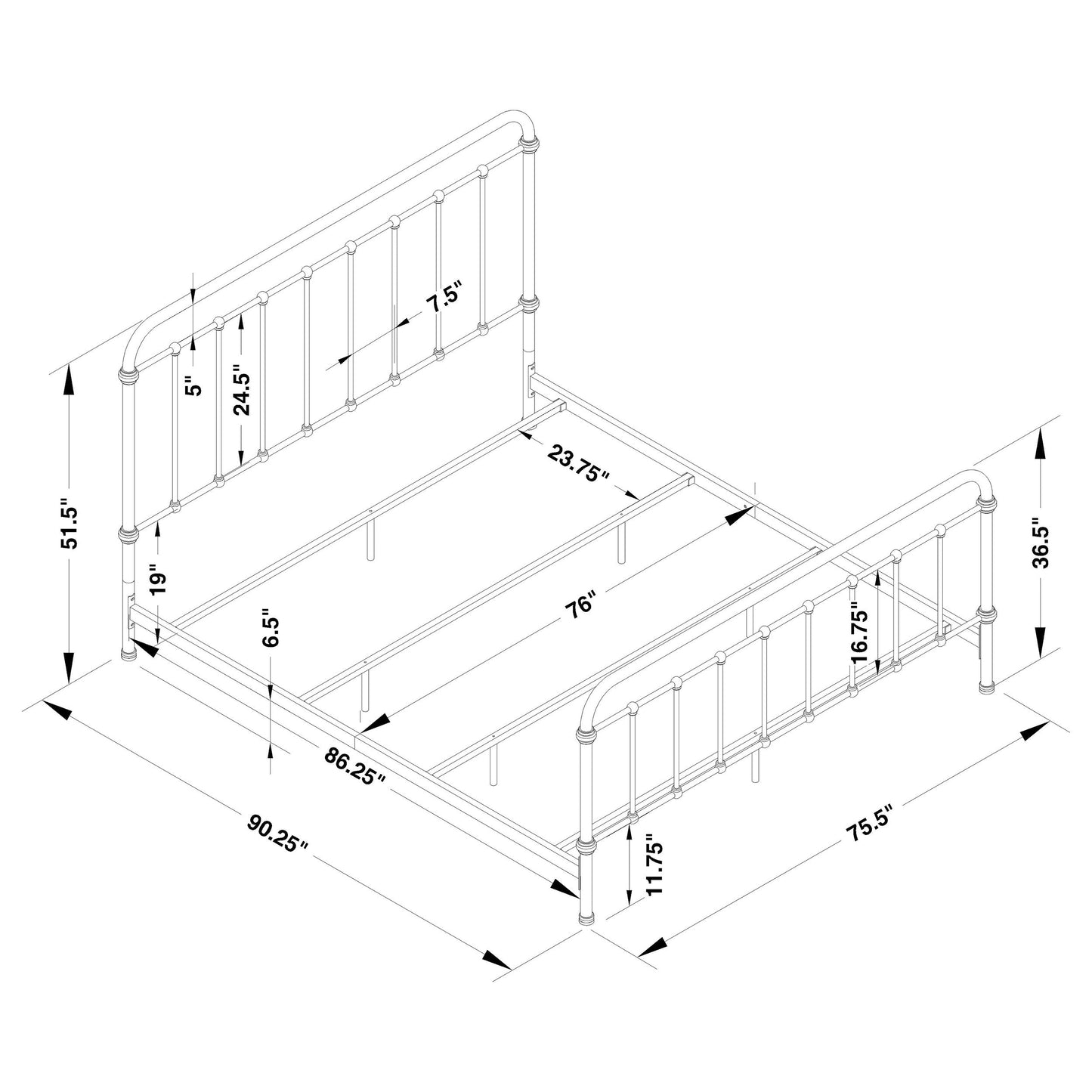 Livingston  Panel Metal Bed Dark Bronze