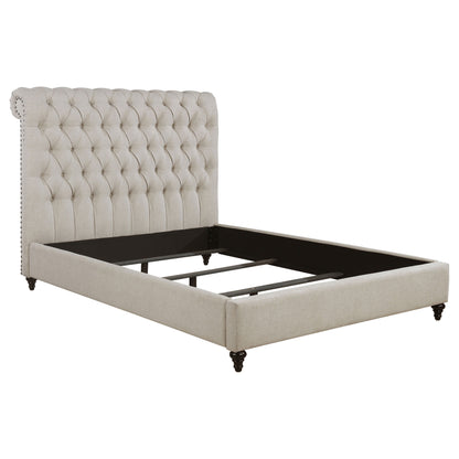 Devon Tufted Upholstered  Bed Beige