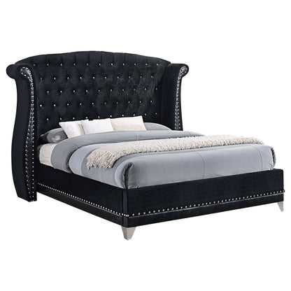 Barzini  Tufted Upholstered Bed Black