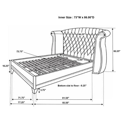 Barzini  Tufted Upholstered Bed Black