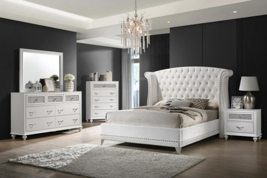 Barzini Upholstered Tufted Bedroom Set White