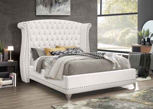 Barzini  Wingback Tufted Bed White