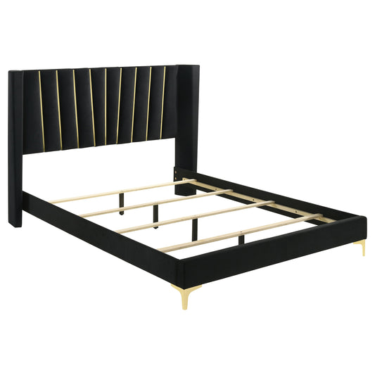 Kendall Upholstered Tufted  Panel Bed Black