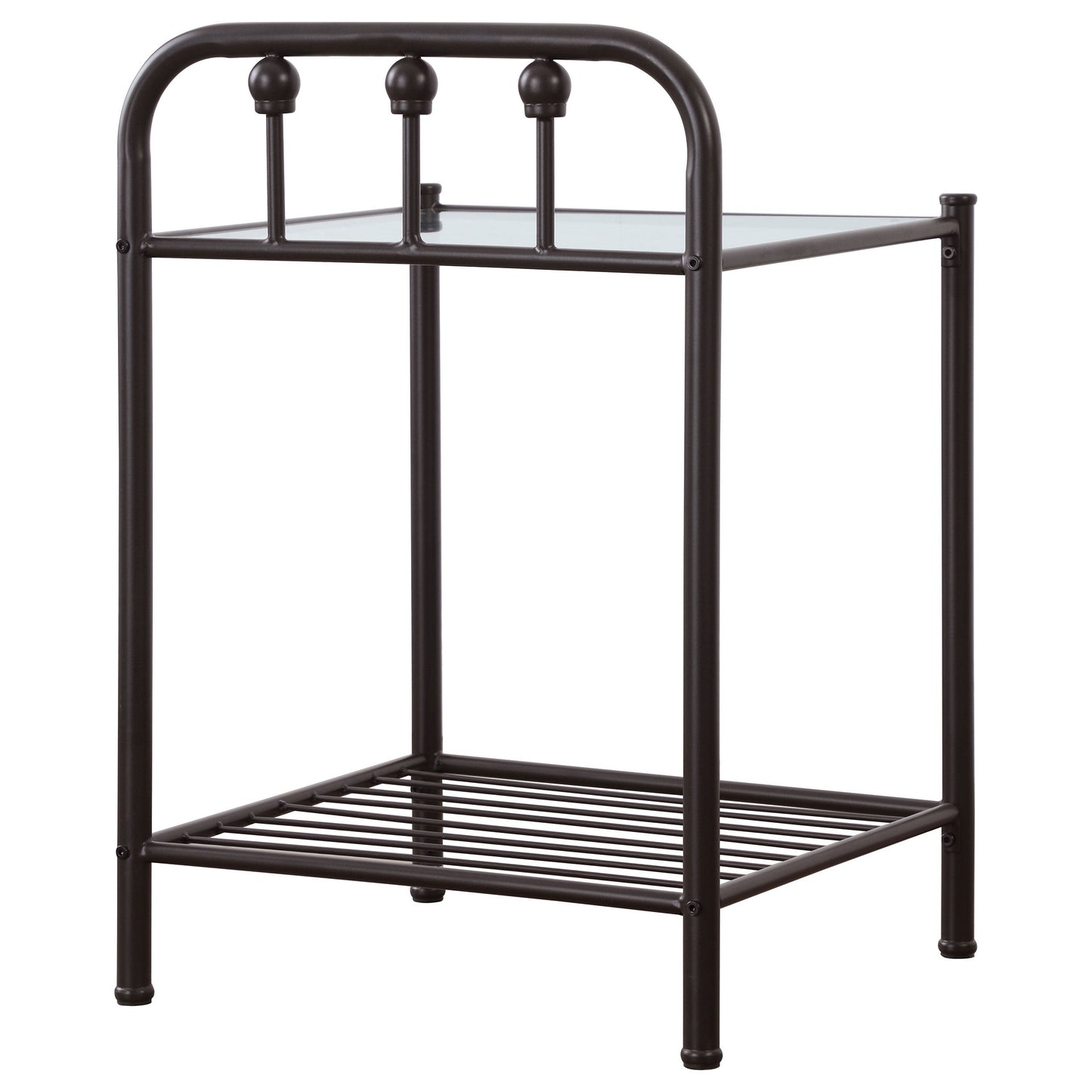 Livingston 1-shelf Nightstand with Glass Top Dark Bronze