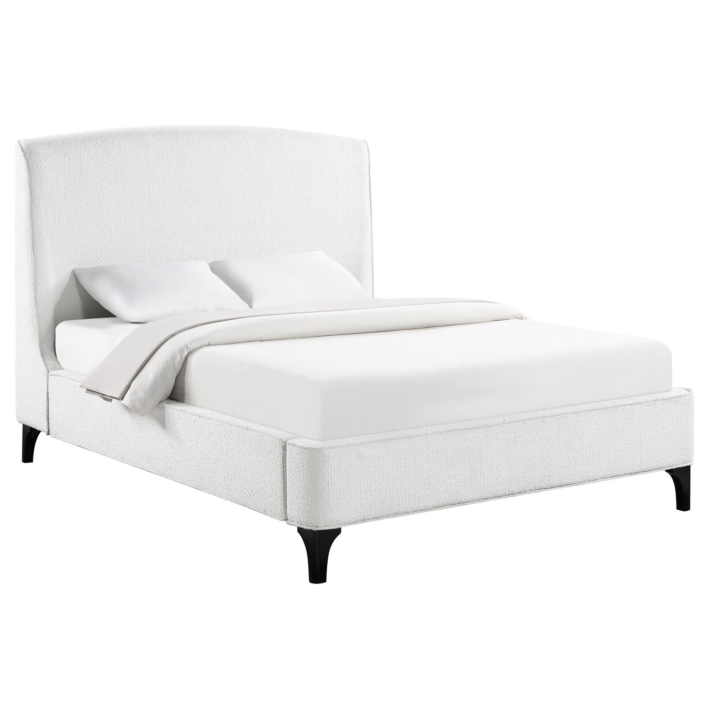 Mosby Upholstered Curved Headboard  Platform Bed White