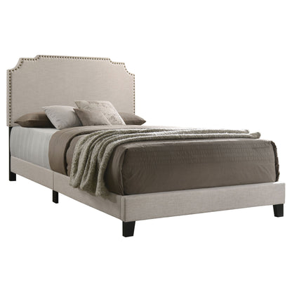 Tamarac Upholstered Nailhead  Bed Beige