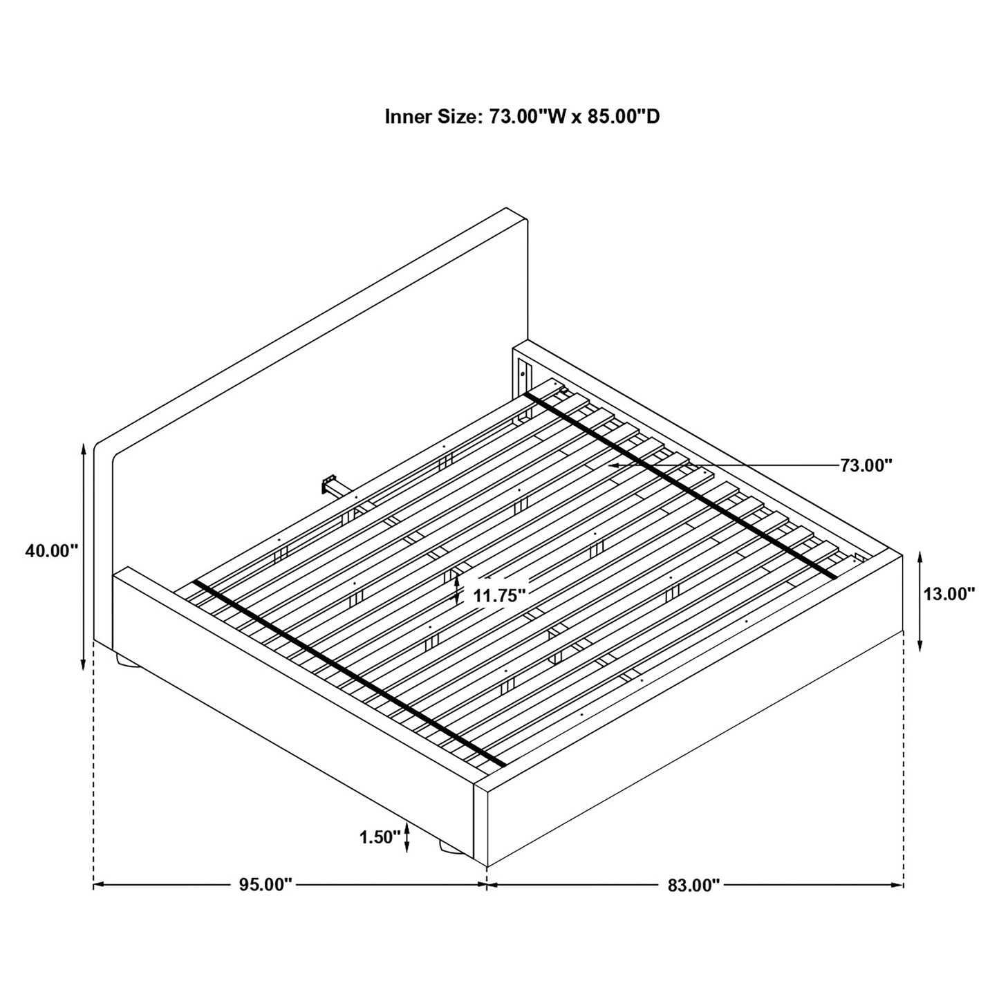 Gregory Upholstered Platform Bed Graphite