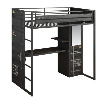 Cargo 80"L Twin Loft Bed with Desk & Wardrobe