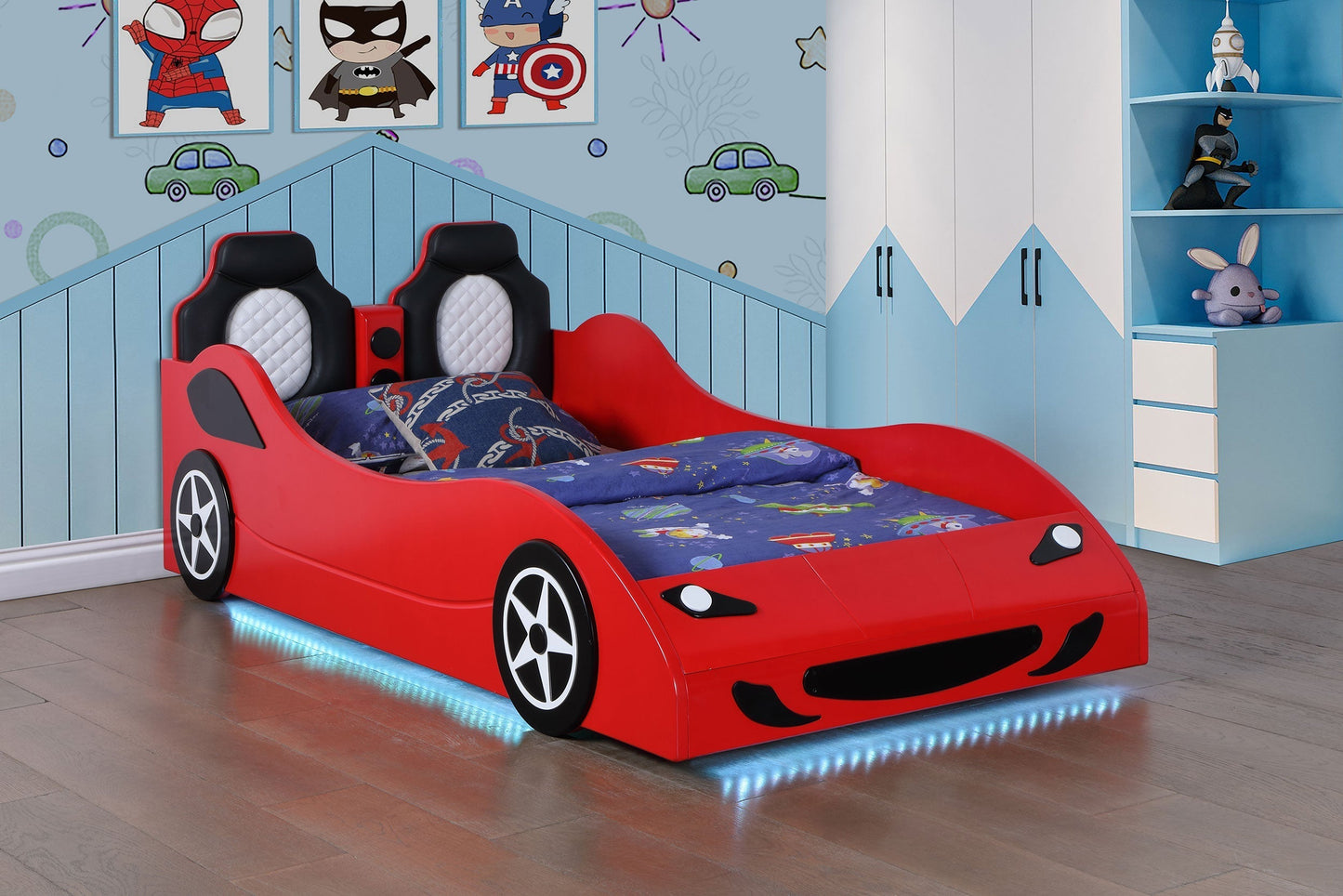 Cruiser Car Themed Twin Bed with Underglow Lights White