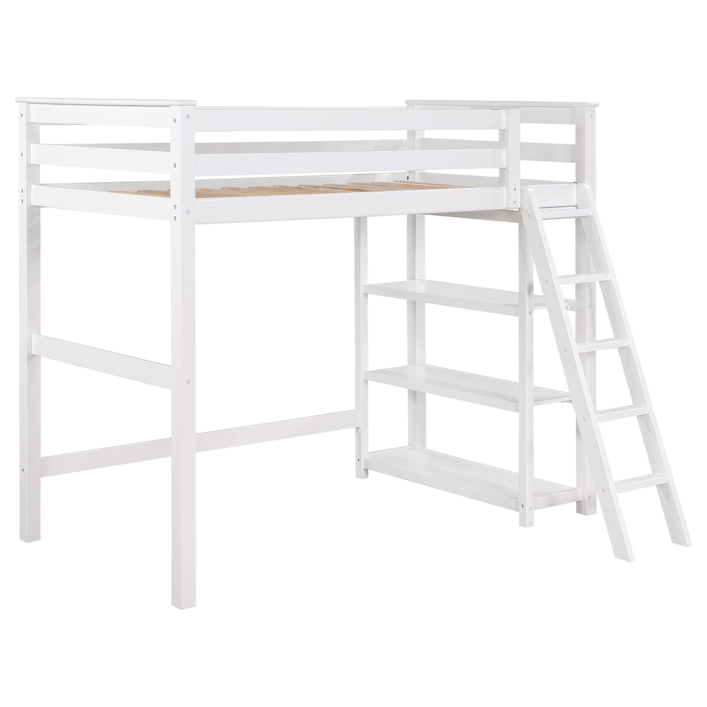 Anica 3-shelf Wood Twin Loft Bed Black