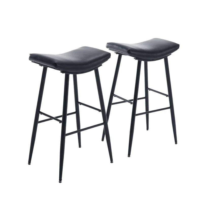 Counter Height Bar Stools (2) - PU Upholstered with Footrest