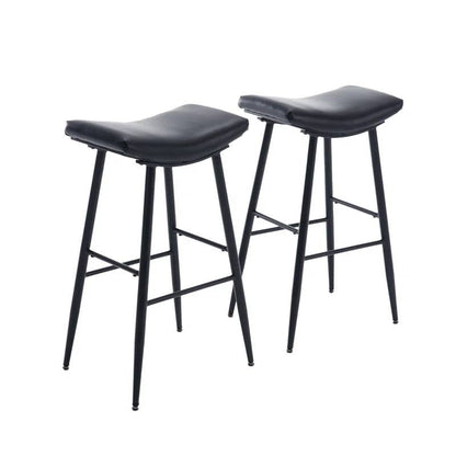 Counter Height Bar Stools (2) - PU Upholstered with Footrest