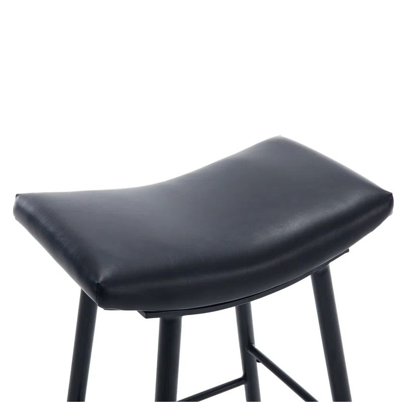 Counter Height Bar Stools (2) - PU Upholstered with Footrest