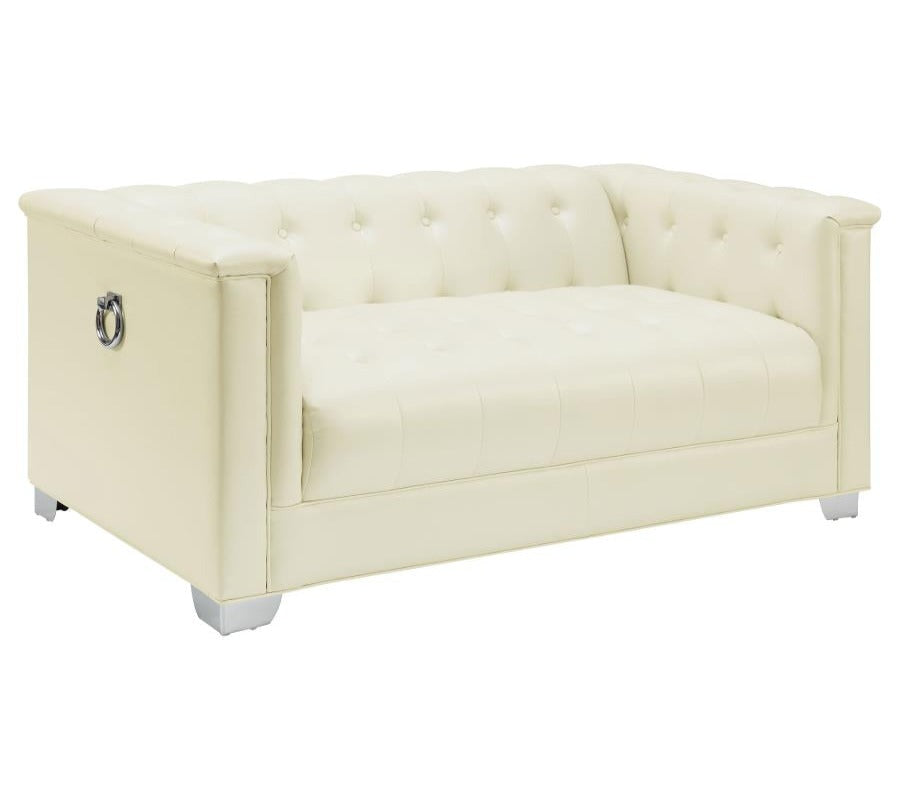 Chaviano Upholstered Tufted Living Room Set Pearl White