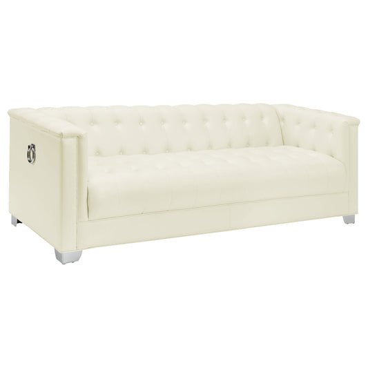 Chaviano Tufted Upholstered Sofa Pearl White