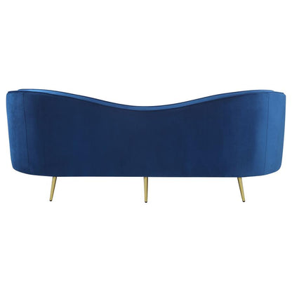 Sophia Upholstered Camel Back Sofa Blue