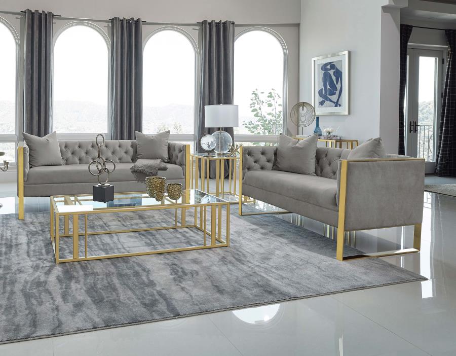 Eastbrook 2-piece Tufted Back Living Room Set Grey