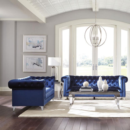 Royal Blue 2-piece Tuxedo Arm Living Room Set