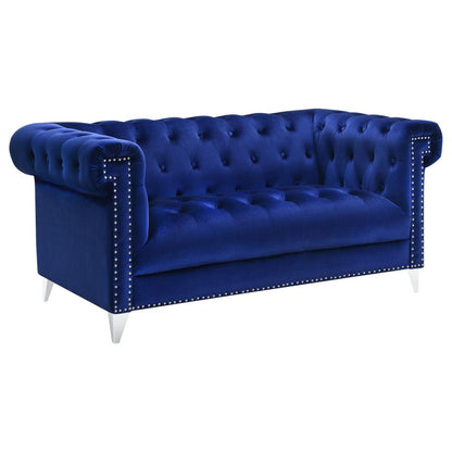 Royal Blue 2-piece Tuxedo Arm Living Room Set