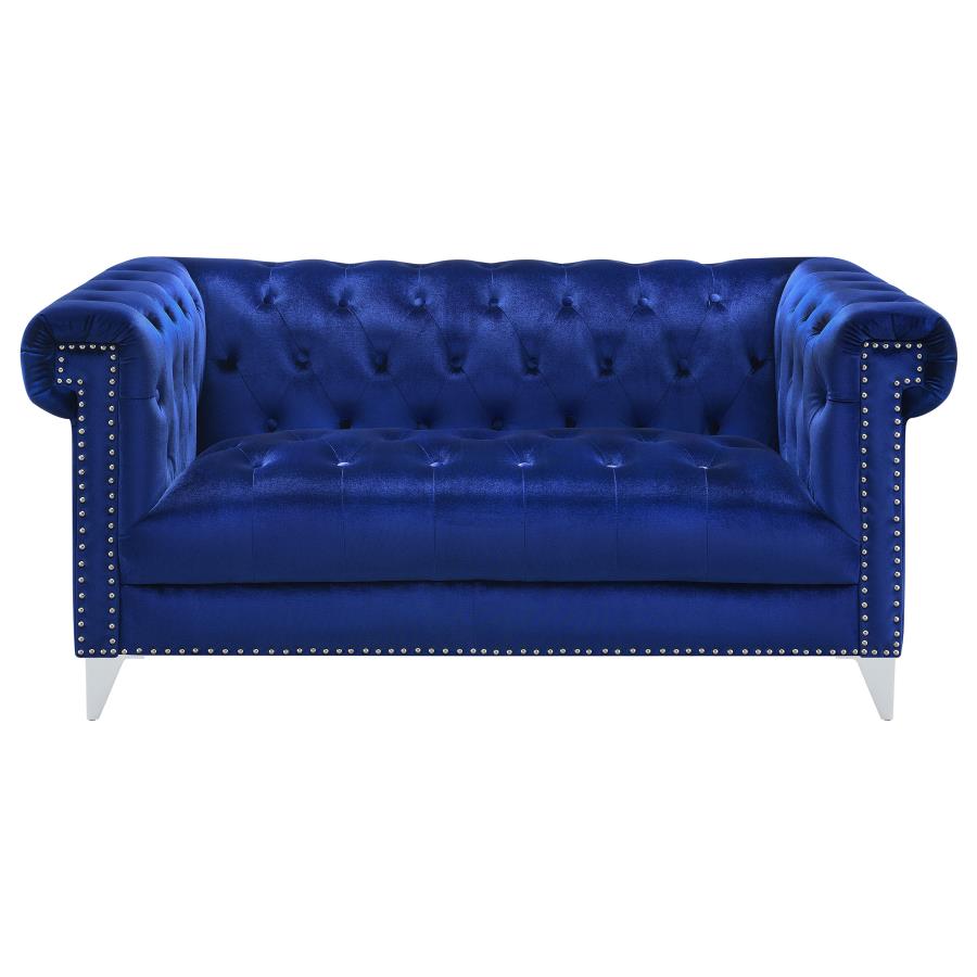Royal Blue 2-piece Tuxedo Arm Living Room Set
