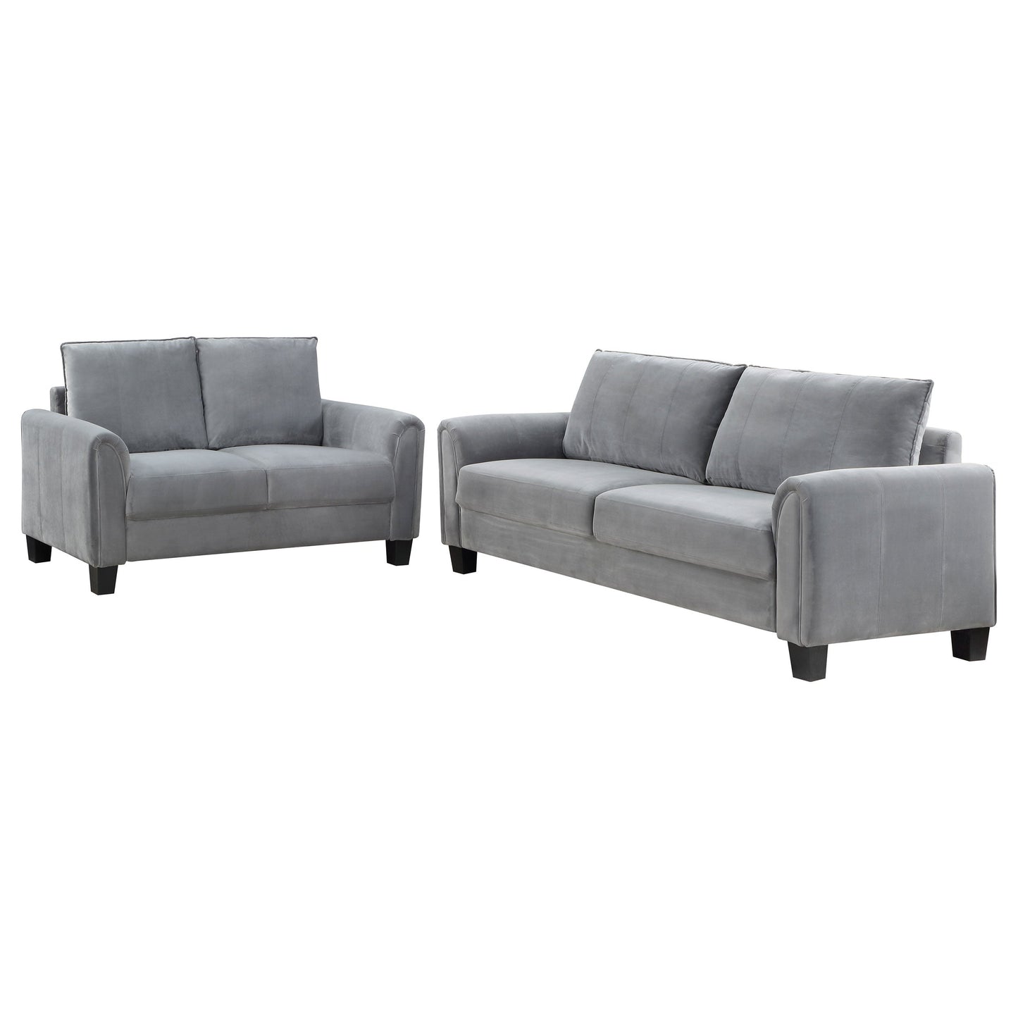 Davis  2-piece Upholstered Rolled Arm Sofa Grey