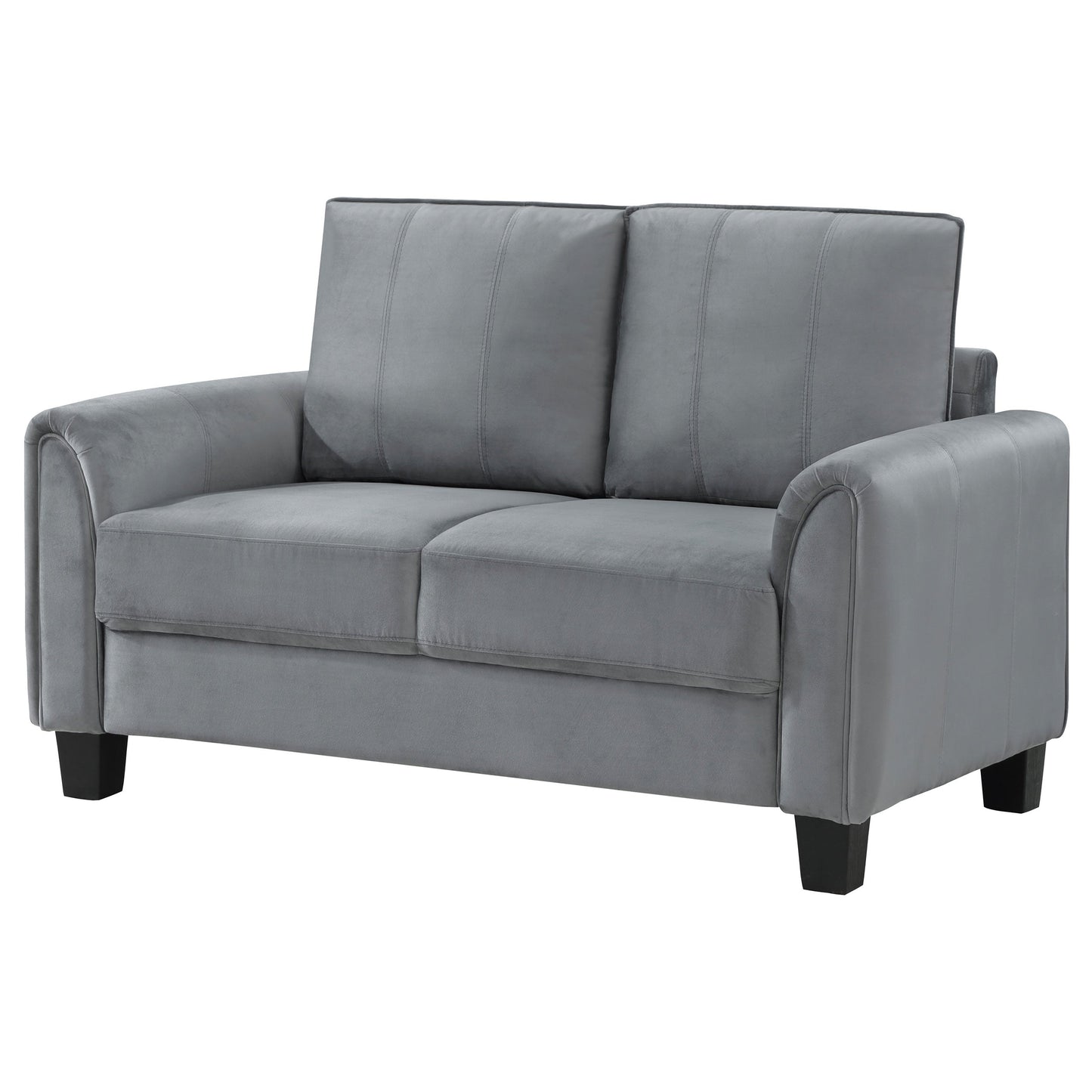 Davis  Upholstered Rolled Arm Loveseat Grey