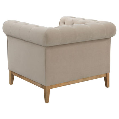 Sandrine Button Tufted Tuxedo Arms Sofa Camel