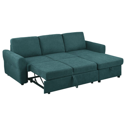 Samantha Upholstered Sleeper Sofa Sectional with Storage Chaise Grey