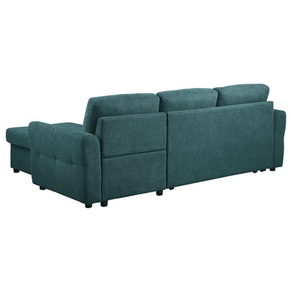 Samantha Upholstered Sleeper Sofa Sectional with Storage Chaise Grey