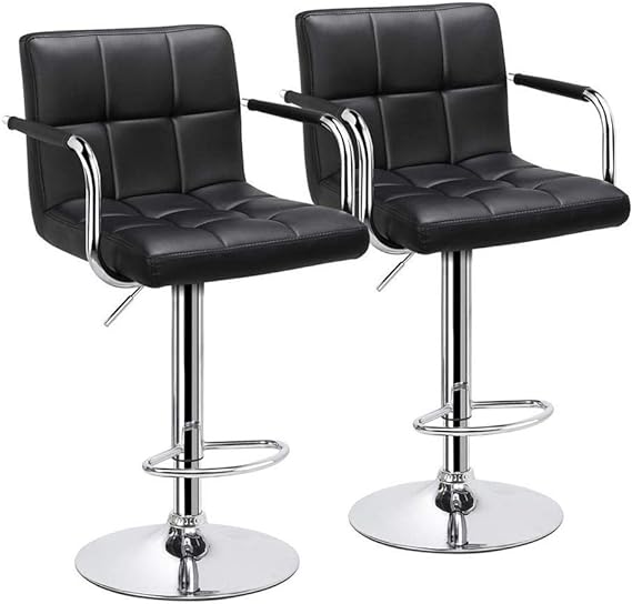 F1557 Modern Square Black Barstool (set of 2)