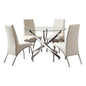 Beckham 5-piece Round Glass Top Dining Set Chrome and White