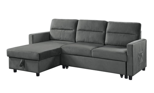 Ivy Dark Gray Reversible Sleeper Sectional Sofa