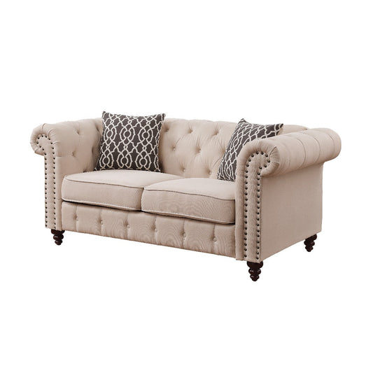 Aurelia 67"L Linen Loveseat with 2 Pillows