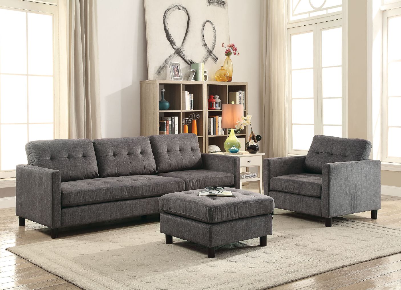 Ceasar 84"L Reversible Sofa & Ottoman