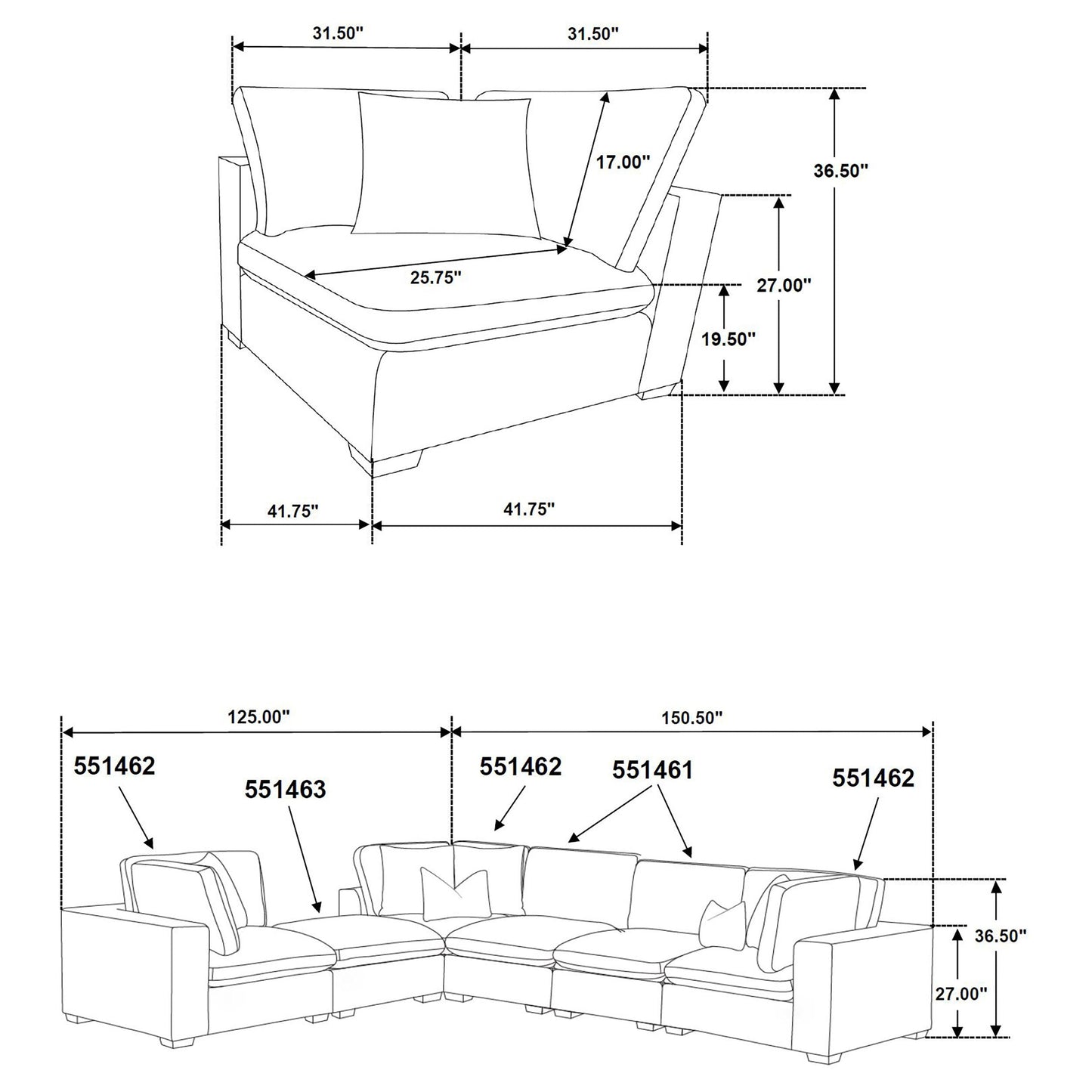 Lakeview  Upholstered Modular Sectional Sofa Ivory