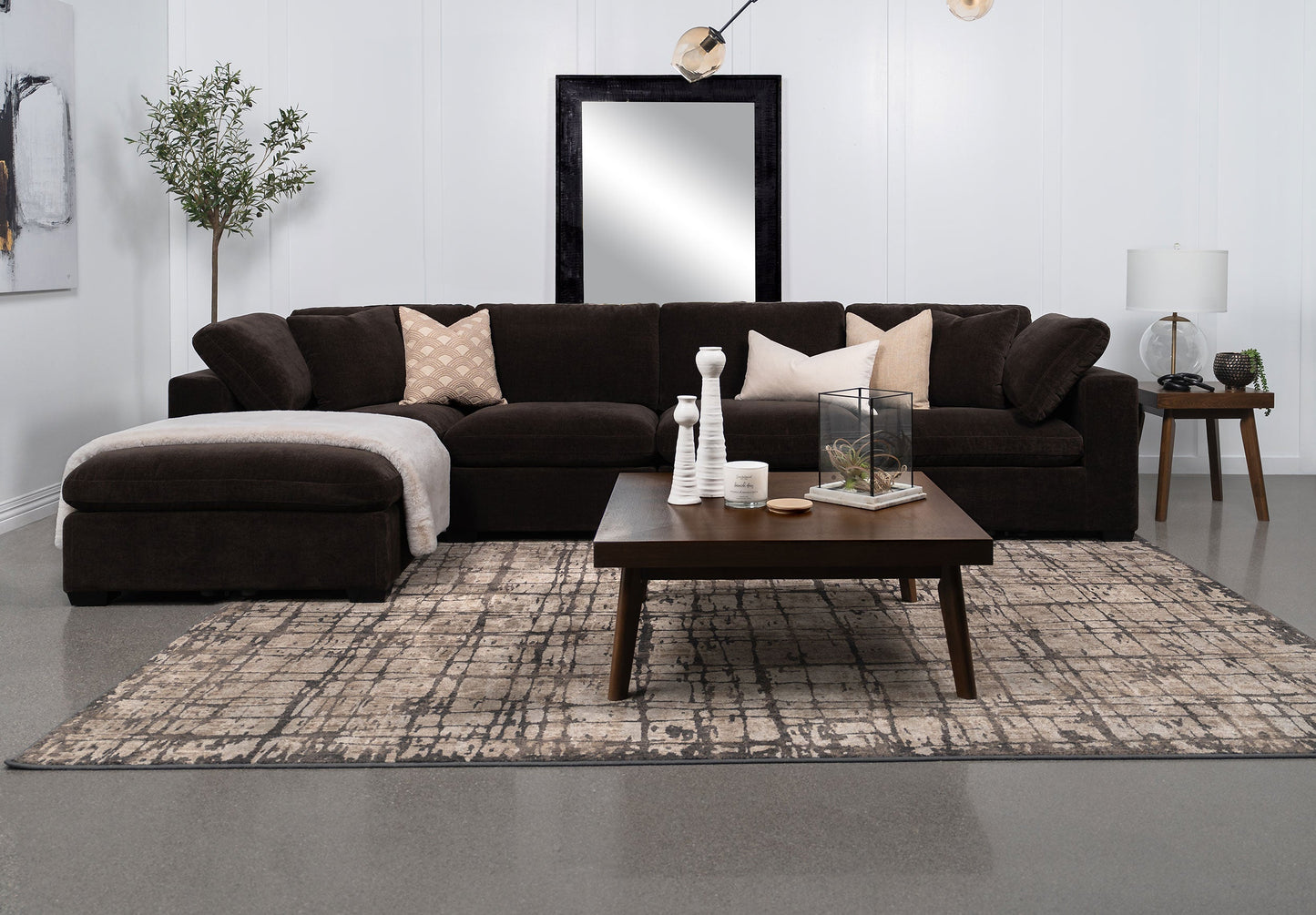 Lakeview  Upholstered Modular Sectional Sofa Dark Chocolate