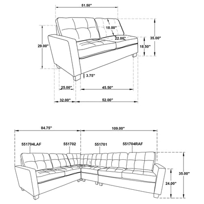 Georgina  Upholstered Modular Sectional Sofa Steel Grey