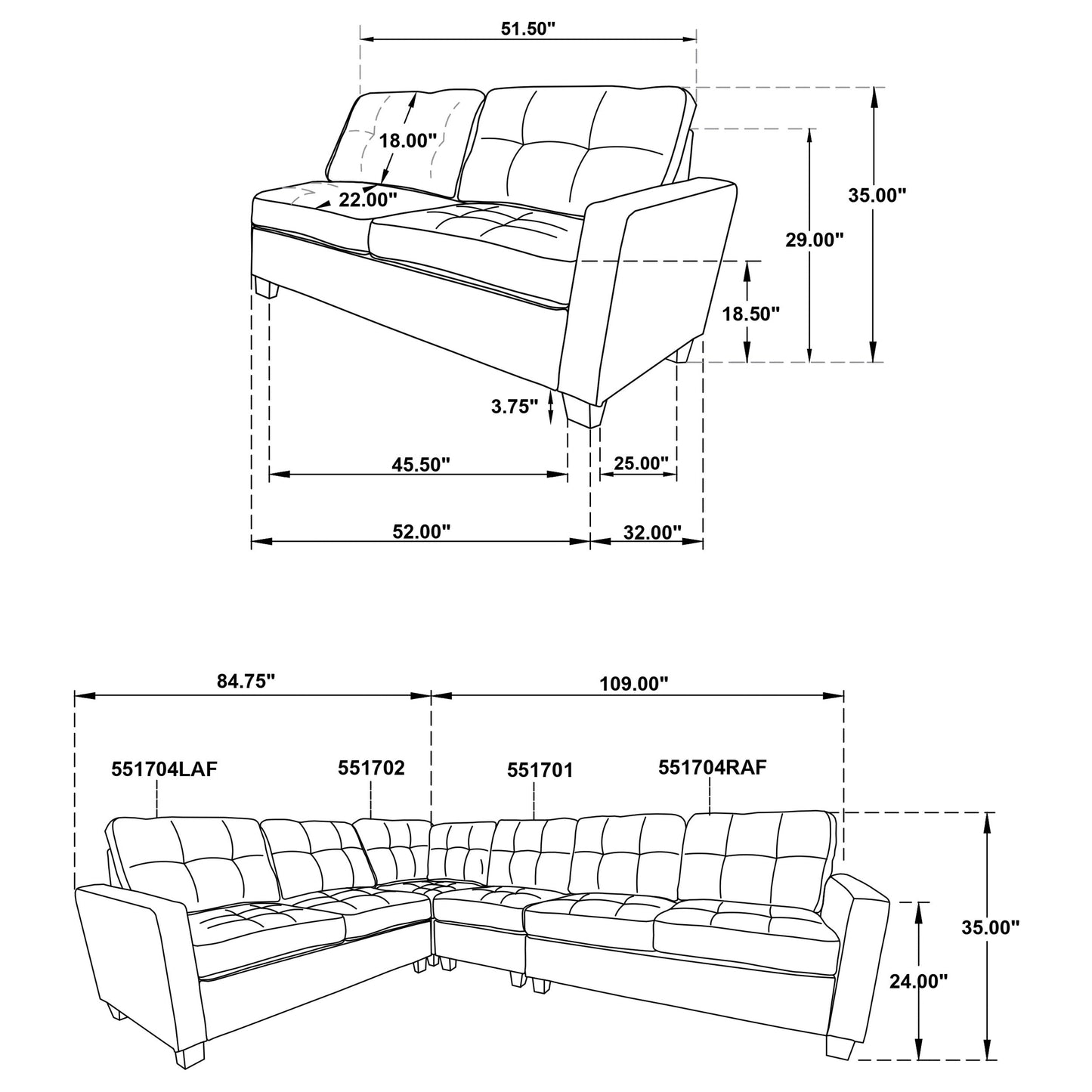 Georgina  Upholstered Modular Sectional Sofa Steel Grey