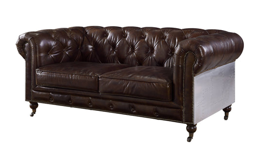 Aberdeen 72"L Top Grain Leather Loveseat