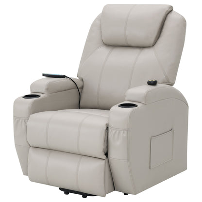 Sanger Upholstered Power Lift Recliner Chair with Massage Champagne