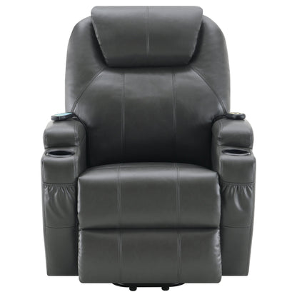 Sanger Upholstered Power Lift Recliner Chair with Massage Charcoal Grey