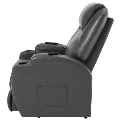 Sanger Upholstered Power Lift Recliner Chair with Massage Charcoal Grey