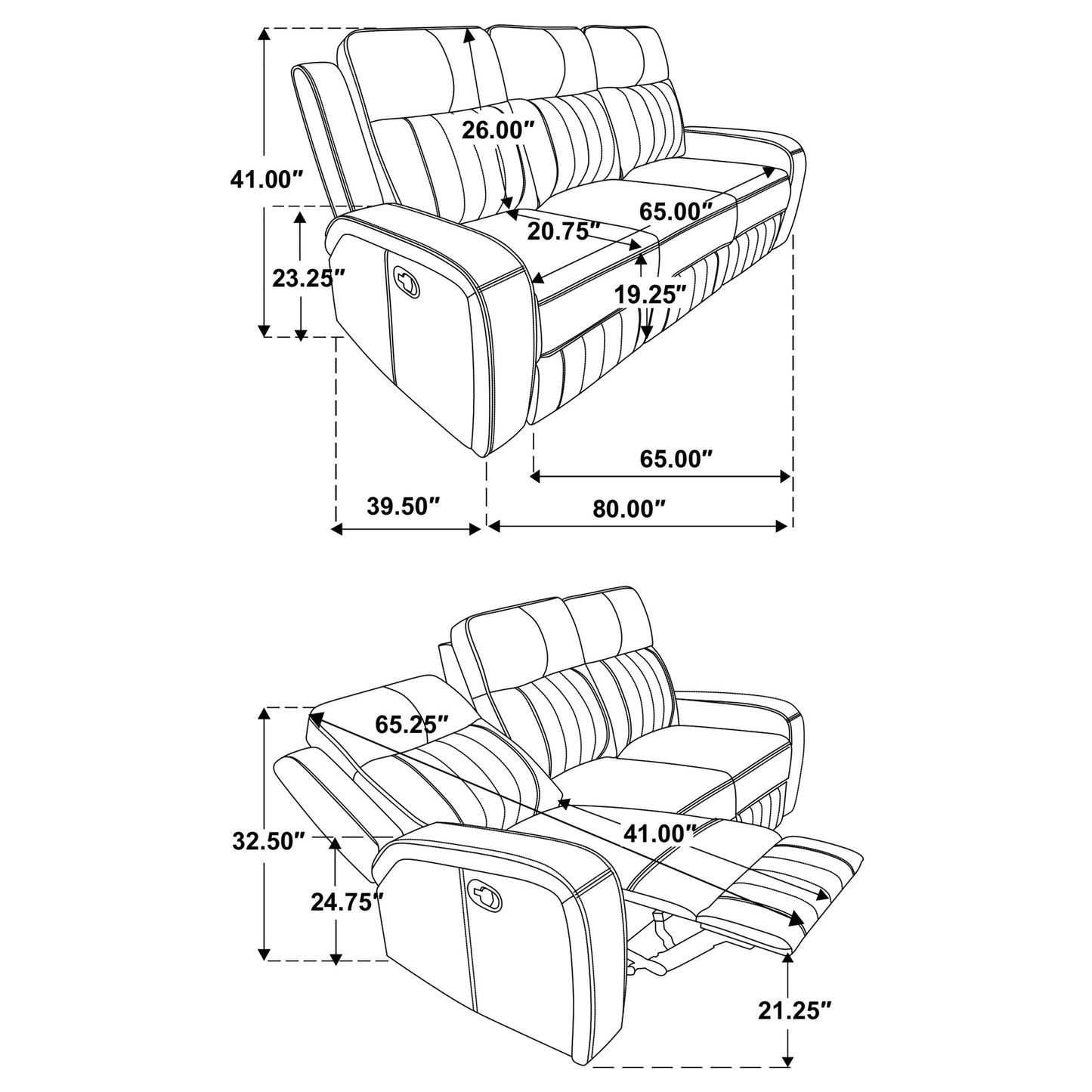 Raelynn Upholstered Motion Reclining Sofa Grey