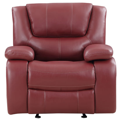 Camila 2-piece Upholstered Reclining Sofa Set Red Faux Leather