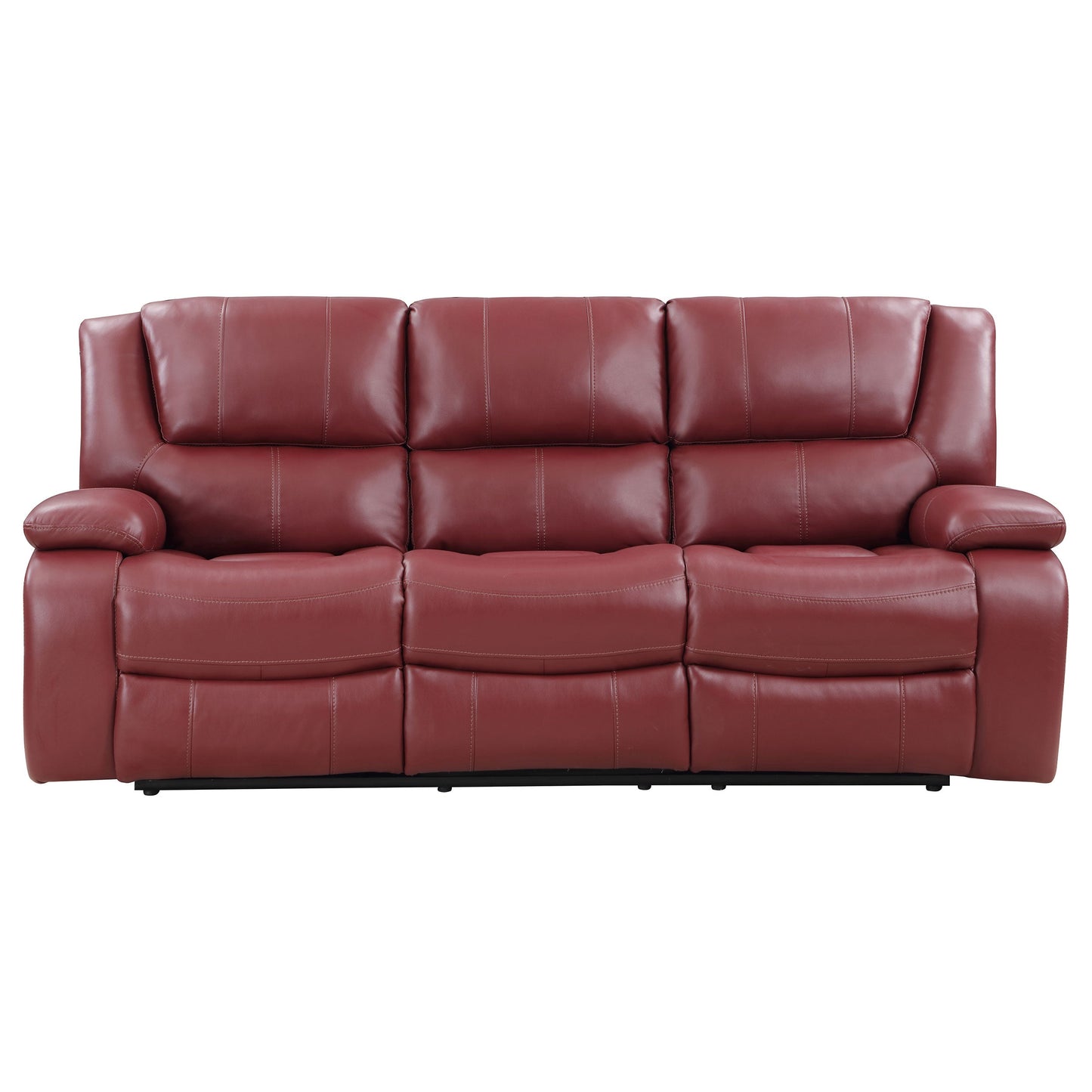 Camila Upholstered Motion Reclining Sofa Red Faux Leather