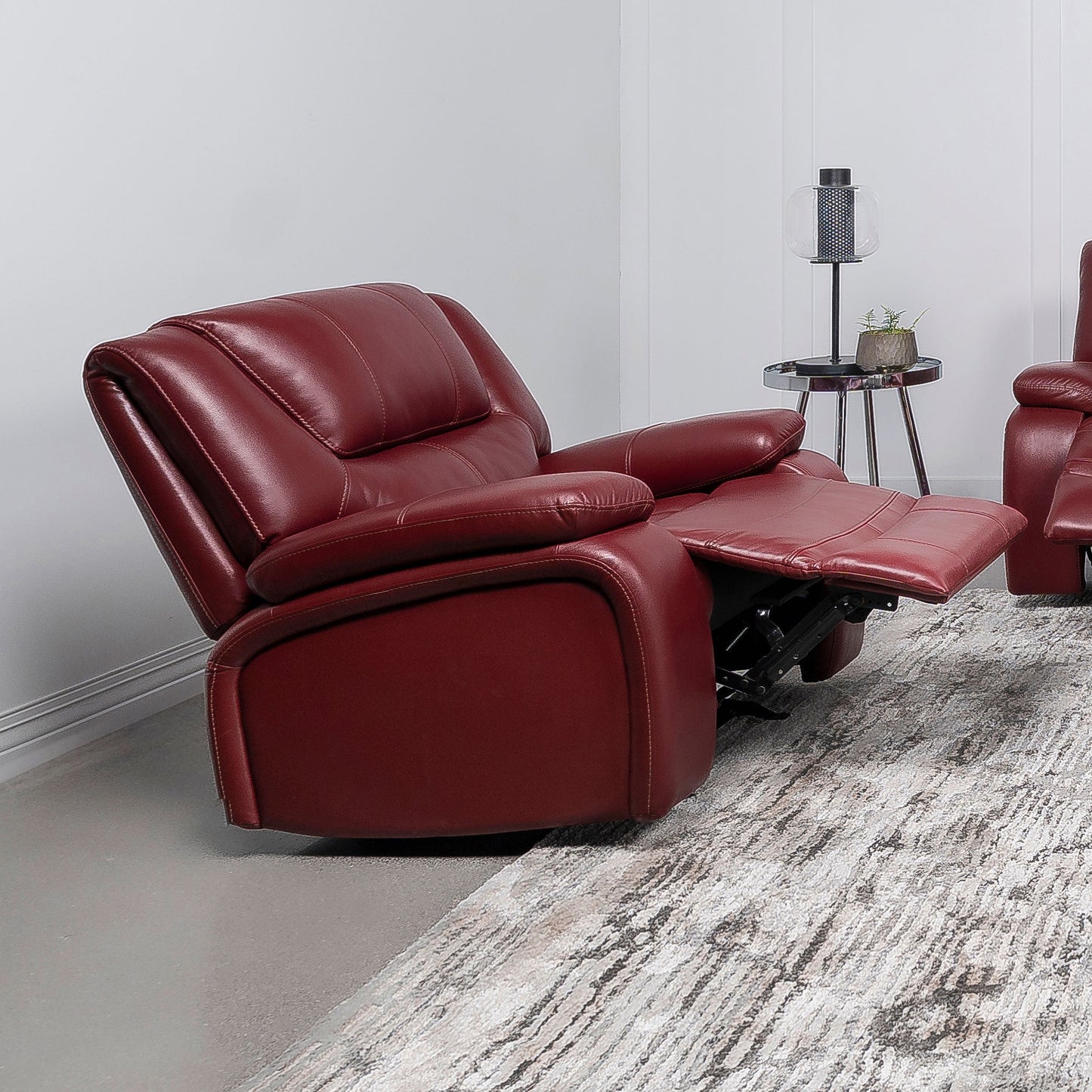 Camila Upholstered Glider Recliner Chair Red Faux Leather