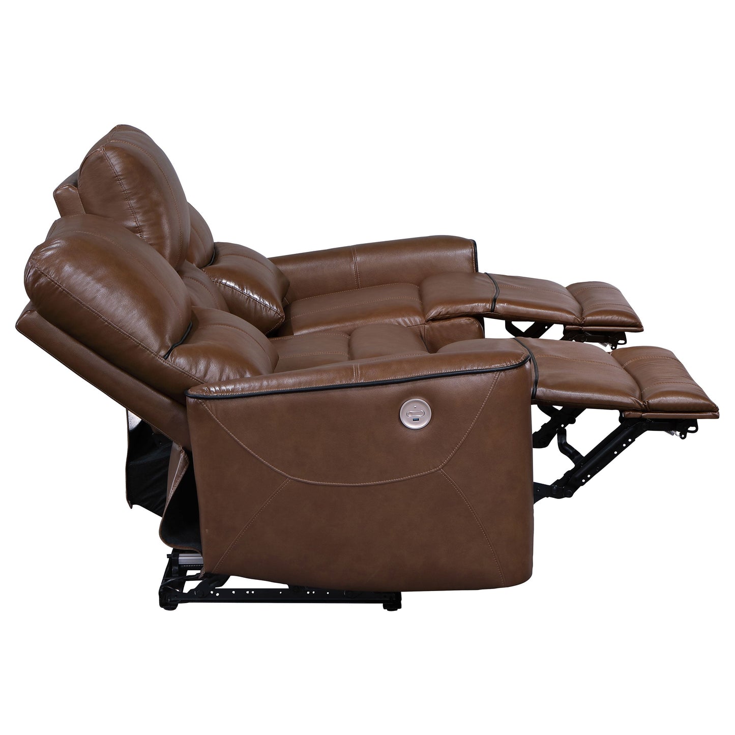 Greenfield Upholstered Power Reclining Sofa Saddle Brown