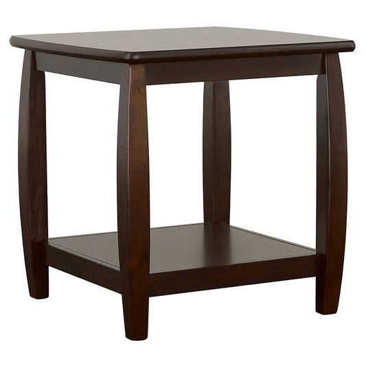 Dixon Square End Table with Bottom Shelf Espresso